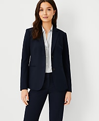The Petite Long Two Button Blazer in Seasonless Stretch carousel Product Image 2