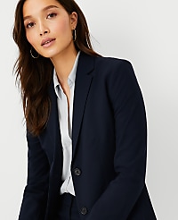 The Petite Long Two Button Blazer in Seasonless Stretch carousel Product Image 4