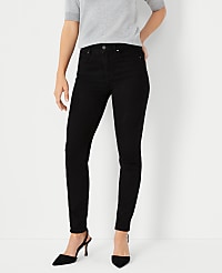 Petite Mid Rise Skinny Jeans in Jet Black Wash - Curvy Fit carousel Product Image 1