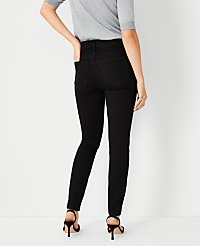 Petite Mid Rise Skinny Jeans in Jet Black Wash carousel Product Image 3