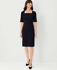 The Square Neck Sheath Dress in Seasonless Stretch carousel Product Image 1
