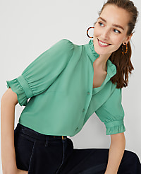 Petite Ruffle Collar Shirt carousel Product Image 3