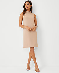 The Mock Neck Shift Dress in Double Knit carousel Product Image 1