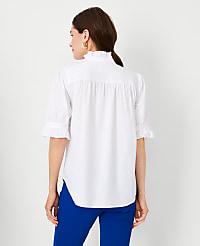 Petite Poplin Ruffle Button Top carousel Product Image 3