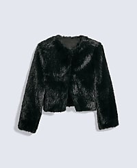 Petite Faux Fur Crew Neck Jacket carousel Product Image 5