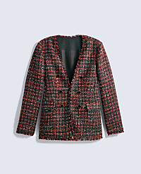 The Long V-Neck Sequin Tweed Jacket carousel Product Image 4