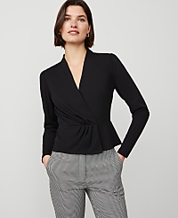 Petite Pleat Waist Wrap Top carousel Product Image 1