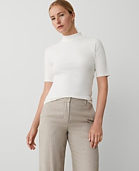 Petite Mock Neck Elbow Sleeve Top carousel Product Image 1