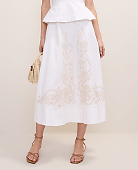 Petite Embroidered Peplum Flare Midi Dress carousel Product Image 4