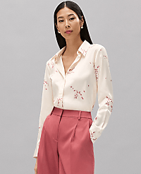 Petite Floral Satin Essential Shirt carousel Product Image 4