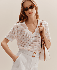Petite Weekend Texture Stitch Polo Sweater carousel Product Image 4