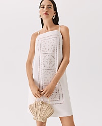 Eyelet Shift Dress in Linen Blend carousel Product Image 4