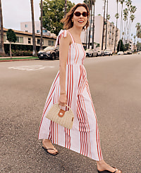 Weekend Striped Tie Strap Midi Dress carousel Product Image 3