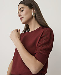 Petite Pointelle Sleeve Sweater Tee carousel Product Image 3