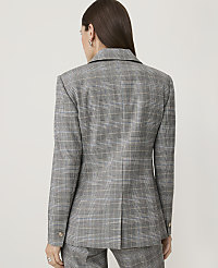 A woman in a grey plaid blazer and pants stands against a plain white background. carousel Product Image 2