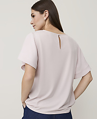 Petite Lace Trimmed Flutter Sleeve Top carousel Product Image 2