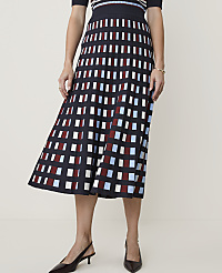 Petite Checked Pleated Midi Sweater Skirt carousel Product Image 2