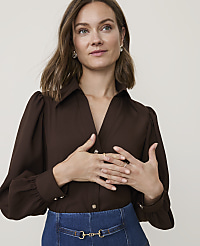 Petite Satin Split Neck Blouse carousel Product Image 1