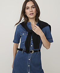 Petite Weekend Belted Denim Shirtdress carousel Product Image 3