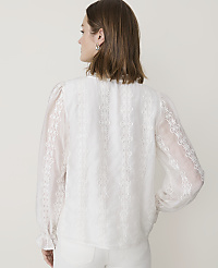 Petite Embroidered Blouson Sleeve Blouse carousel Product Image 2