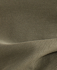 A close-up view of olive green ribbed fabric in the foreground folds over a similar textured background. carousel Product Image 6
