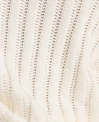 A close-up of a cream-colored knitted fabric with vertical ribbed texture and small, evenly spaced holes fills the frame. carousel Product Image 3