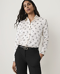 Petite Floral Satin Modern Essential Shirt carousel Product Image 1