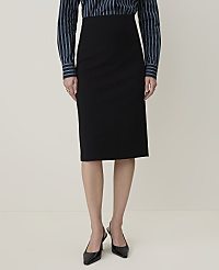 A person stands in a black pencil skirt and striped blouse against a plain, light-colored background. carousel Product Image 2