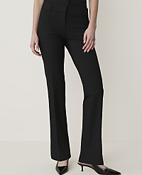 A person wearing black flared dress pants and pointed-toe heels stands against a plain, light-colored background. carousel Product Image 2