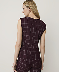 The Petite Windowpane Crew Neck Peplum Top carousel Product Image 2