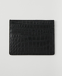 A black crocodile-embossed cardholder with multiple slots rests on a plain white background. carousel Product Image 2