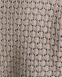 A close-up view of a beige knitted fabric with a repeating diamond-shaped lace pattern fills the frame. carousel Product Image 5