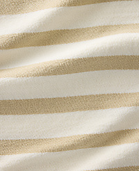 A close-up view of a textured fabric with alternating horizontal stripes of cream and tan fills the frame. carousel Product Image 5