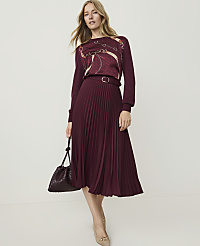 Petite Belted Pleated Midi Skirt carousel Product Image 4