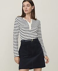 Petite Weekend Striped Pointelle Henley Top carousel Product Image 1