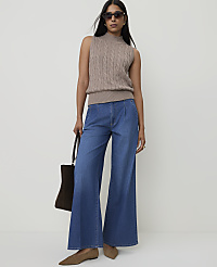 The Petite Pleated Denim Palazzo Trouser carousel Product Image 4