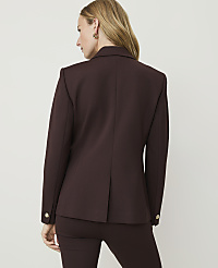 A woman in a brown blazer and pants stands against a plain, light-colored background. carousel Product Image 2