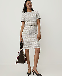 Petite Belted Sheath Dress in Tweed carousel Product Image 1