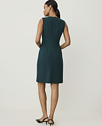 Petite Crew Neck Button Shift Dress carousel Product Image 2