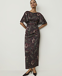 Petite Paisley Boatneck Column Midi Dress carousel Product Image 1