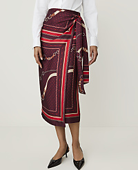 Petite Horsebit Print Wrap Skirt in Satin carousel Product Image 2