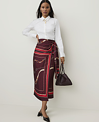 Petite Horsebit Print Wrap Skirt in Satin carousel Product Image 1