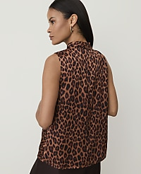 Petite Animal Print Draped Cowl Neck Top carousel Product Image 2