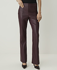 A person in burgundy faux leather pants and black heels stands against a plain white background. carousel Product Image 2