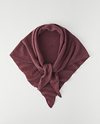 A maroon knitted scarf is laid flat on a white background. carousel Product Image 1