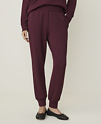 A person wearing burgundy sweatpants and black ballet flats stands against a plain, light-colored background. carousel Product Image 2