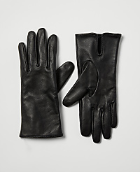 A pair of black leather gloves rests on a plain white background. carousel Product Image 1