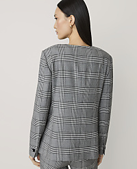 A woman in a plaid blazer and pants stands against a plain, light gray background. carousel Product Image 2