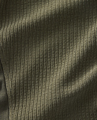 A close-up view of textured olive-green fabric with soft shadows creating depth in the foreground, against a subtly darker, ribbed background. carousel Product Image 4