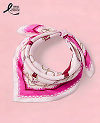 A pink silk scarf with a chain and anchor pattern is tied in a knot against a white background. carousel Product Image 1